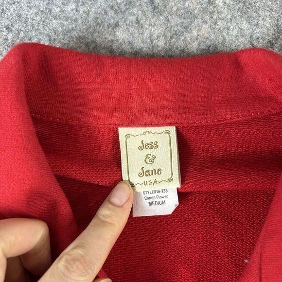 Jess & Jane Jacket Medium Rhinestone Zipper Canon Flower Floral Made In USA - Picture 2 of 8